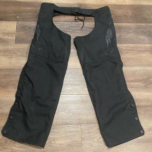 Nexgen Womens 3XL Nylon Twill Chaps Wings Studs zips snaps lace black